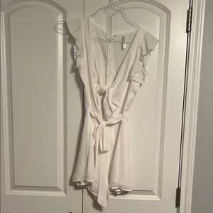White Ruffle Romper
